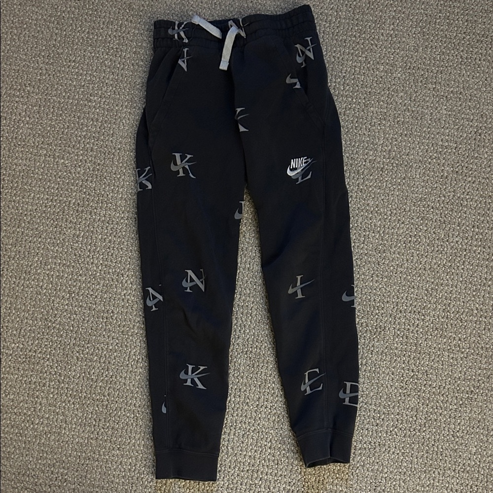 Nike Kids Black and Gray Logo Joggers